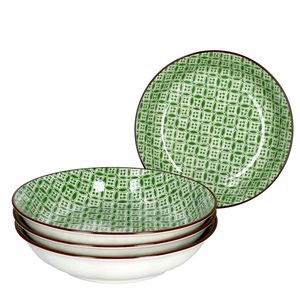Sada 4 talířů na polévku Lime Sao Ø 20 cm Zelený polévkový porcelán s dekorem Ritzenhoff