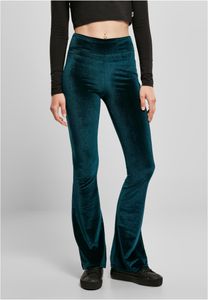 Dámske legíny Urban Classics Ladies High Waist Velvet Boot Cut Leggings teal - M