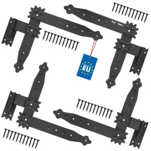 KOTARBAU® Winkelband 250 x 230 mm mit Kloben 4 x Scharnier Fensterladenband Winkelscharnier Türband Torband Schwarz Pulverbeschichtet Fensterband