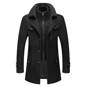 Herren Wintermantel, Slim Fit Zweiteiliger Mantel für Business und Freizeit, Wollmantel mit Stehkragen Peacoat und Warmer Integrierter Innenjacke, Herren, schwarz, 7XL