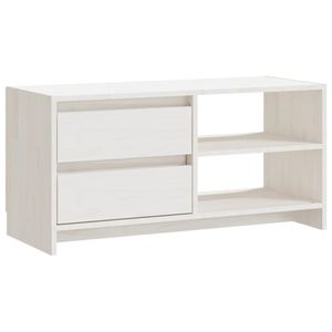 vidaXL TV-Schrank Weiß 80x31x39 cm Massivholz Kiefer