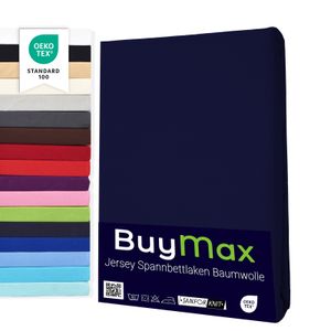 Kinder Jersey Spannbettlaken Spannbetttuch 100% Baumwolle Größe 70x140 cm,  Farbe Marineblau