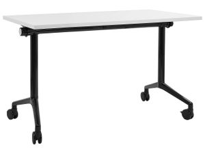 BELIANI Schreibtisch Weiß u. Schwarz 120 x 60 cm Klappbar Faltbar mit Rollen Mobil Bürotisch für Homeoffice Büro Modernes Design