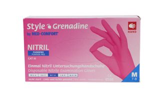 Style Grenadine by Med-Comfort Einmal Nitril-Untersuchungshandschuhe, Größe:M, Inhalt:100 Stück