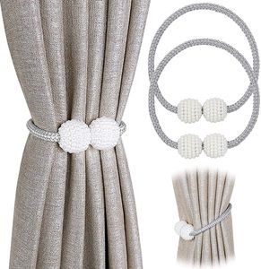 Vorhang Raffhalter Magnetisch (2 Stück), Vorhanghalter Elegante Perlenperle Holdbacks Gardinenklammern mit Starken Magnet für Heimtextilien