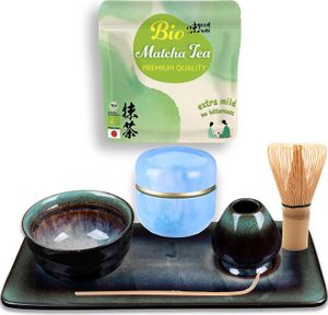 Matcha čajový obradný set "Menou Green" s 30 g organickej matcha a podnosom