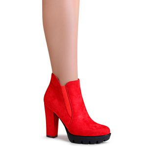 topschuhe24 1689 Damen Plateau Stiefeletten Ankle Boots, Farbe:Rot, Größe:40 EU
