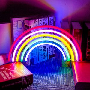 USB Regenbogen LED Neon Wandleuchte, Neon Schild Nachtlichter Neon Sign Neonlicht Leuchtreklame für Party Bar Gaming Schlafzimmer Zimmer Wand Deko, Kinder Geburtstag