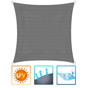 EINFEBEN Sonnensegel 5x5 m Hitzeschutz Schattensegel UV-Sonnen-Schutz Sonnenschutz Terrasse Graphit