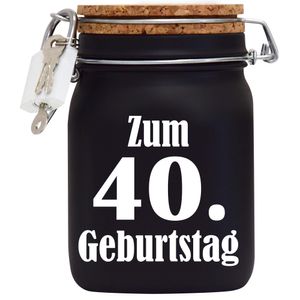 Spardose Geld Geschenk Ideen  40. Geburtstag Schwarz Größe L 1 Liter