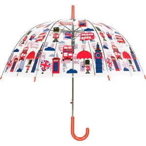 X-brella - Faltbarer Regenschirm Kuppel 1494 (Einheitsgröße) (Transparent/Rot)