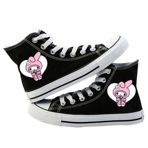 Anime Kuromi My Melody Sneakers Herren Damen High Top Canvas Schuhe Teenager Sportschuhe Schwarz#8 Gr.41