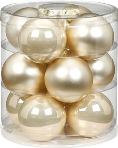 Weihnachtskugeln Glas 8cm, 12 Stück, Farbe:perle - champagner opal / matt