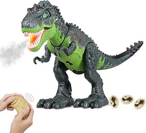 Kinder LED Ferngesteuertes Dinosaurier Spielzeug, Elektronik T-Rex Dino Spielzeug mit Dinosaurier-Ei Gehen, Brüllen, leuchtenden Augen,Rauchstrahl und Kopfschütteln für Kleinkinder Jungen Mädchen