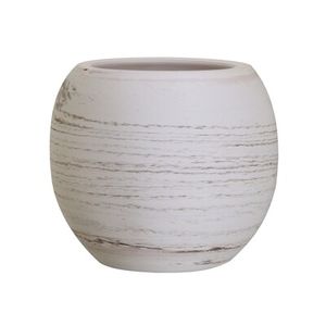 Übertopf Keramik bauchig Lava 16x16x15cm creme-marmoriert, handmade