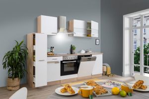 Küche Küchenzeile Küchenblock Einbauküche Eiche Weiß Merle 250 cm Respekta