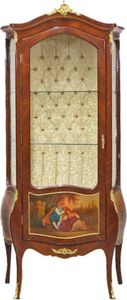 Casa Padrino Barock Vitrine Model Mahagoni Braun / Gold H 190 cm, B 85 cm - Vitrinenschrank - Wohnzimmerschrank