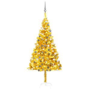 Künstlicher Weihnachtsbaum Beleuchtung & Kugeln Gold 180 cm PET