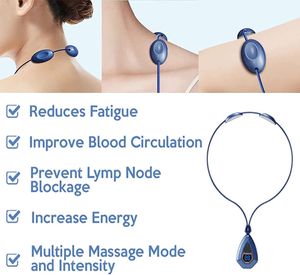 EMS-Nackenakupunkturpunkt-Lymphvity-Massagegerät, 2022 Tragbares Heiz-EMS-Lymphsystem, Linderung von Nackenschmerzen, 5 Modi und 15 Geschwindigkeiten Intelligente elektrische Puls-Nackenmassage