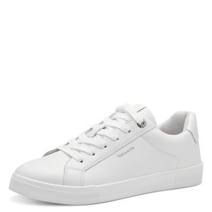 Tamaris Damen Sneaker Leder Court Schnürung 1-23622-42, Größe:39 EU, Farbe:Weiß