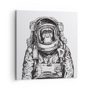 Bild auf Leinwand - Leinwandbild - Einteilig - Schimpanse Astronaut Zeichnung - 60x60cm - Wand Bild - Wanddeko - Wandbilder - Leinwanddruck - Bilder - Wanddekoration - Leinwand bilder - AC60x60-4312