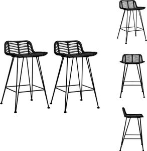 vidaXL Barhocker 2 Stk. Schwarz Rattan -  Barhocker
