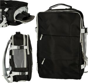 Cestovný batoh do lietadla vodotesný USB kábel 45x16x28cm čierny