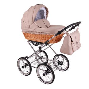 Nachhaltiger Retro Kinderwagen Weidenkorb Leinen Retro-Len by SaintBaby  Soft Powder RL31 2in1 ohne Babyschale