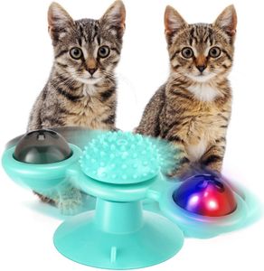 Windmühle Katzenspielzeug Plattenspieler Katzenspielzeug mit Katzenminze und Glühender Ball interaktives Kratzen Tickle