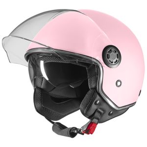 VINZ Pavia Jethelm mit Doppelvisier | Roller Helm Fashionhelm | In Gr. XS-XXL | Jet Helm mit Sonnenblende | ECE 22.06  | Motorradhelm mit Visier - Rosa | S