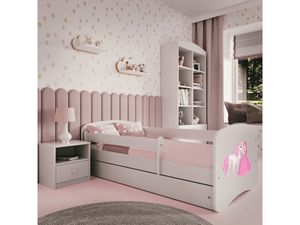 Weiß Kinderbett mit Rausfallschutz und Matratze 160x80 BABY DREAMS Prinzessin