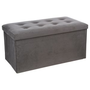 Atmosphera Innenarchitekt Sitzbank Lysandre Polyester Polyurethan MDF-Platte grau 38 cm x 76 cm x 38 cm