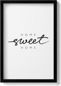 Dekorative Aufschrift für die Wohnung „Home, sweet home“– Wandbild mit Rahmen – Gerahmtes Bild  – Wanddekoration – 40x60 cm –  Schwarz