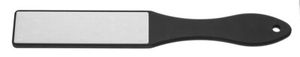 BLAUER BAUERNHOF | Rechteckige Raspel aus Edelstahl, zwei Seiten: gepunktete Vorderseite, flache Rückseite. Schwarzer Griff mit rutschfester Gummierung HL 80088, 20x4x1