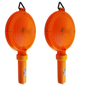 LED Baustellenlampe Baulampe Baustellenleuchte Warnleuchte Signalleuchte v1, Menge/Rabatt:2 Stück, Linsenfarbe:orange