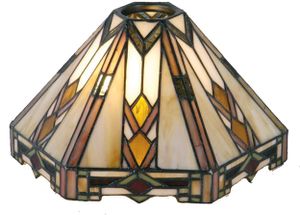 Clayre & Eef Lampenschirm Tiffany 26x22x15 cm Beige Braun Glas Dreieck