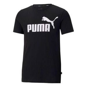 PUMA Jungen T-Shirt - Baumwolle, einfarbig, Logo-Print, Rundhals Schwarz 164