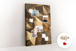 Pinwand Korkplatte Tafel ohne Rahmen - Lehrmittel Kinderspiel - 80x120 cm - 100 Stk. Holz-Pinnadeln - 3D abstrakt