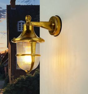 Maritime Außenleuchte Wand Messing IP64 rostfrei E14 Wandlampe Outdoor Garten Haus