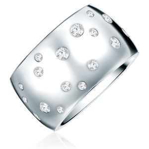 Ring Edelstahl verziert mit Kristallen von Swarovski® weiß 50