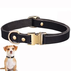 Hundehalsband Leder Haustier Welpen Verstellbar Halsband für Kleine Große Hund, M(31-50cm), Schwarz