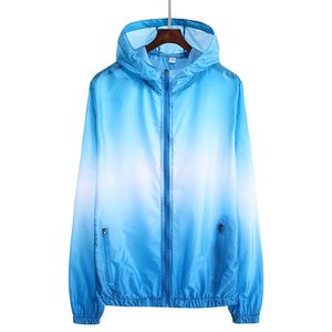 Uni Kapuze Anti UV Sonnenlicht Wasserdichte Mantel Angeljacke Blau + Blau XXL