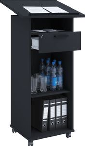 VCM Holz mobiles Rednerpult | Maße ca. H. 108 bis 120 cm x B. 60 cm x T. 50 cm | Stehpult mit Rollen| rollbar mit Schublade | Stehtisch - Melta