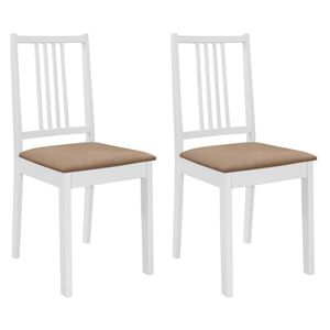 vidaXL Jídelní židle s polštáři 2 ks. Bílé masivní dřevo
