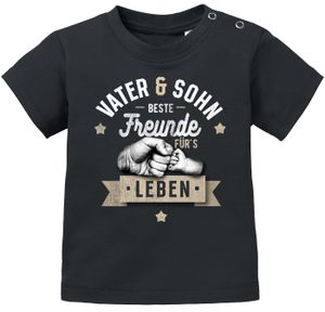 Baby T-Shirt kurzarm Babyshirt Junge Opa & Neffe, Opa & Enkel, Vater & Sohn Freunde für`s Leben Fäuste Moonworks® Vater&Sohn schwarz 68/74 (4-9 Monate)