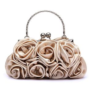 Damenmode Rose Blumenmuster Clutch Bag Abendgesellschaft Braut Handtasche Apricot