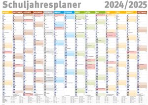 Schuljahresplaner 2024/2025 Wandplaner Kalender - Giant XXL Poster 140x100 cm
