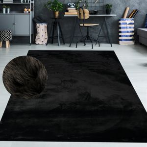Klassischer weicher Teppich waschbar in schwarz Größe - 200 x 280 cm