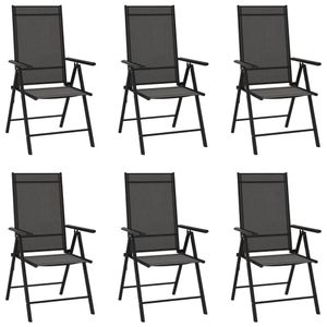 vidaXL Záhradné stoličky skladacie 6 ks Textilné čierne