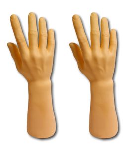 2 x Herrenhand als Schmuckständer für Ketten, Ringe, Handschuhe | männliche Dekohand für professionelle Präsentationen von Schmuck | Ringhalter - Schmuckhand | Uhrenständer Präsentationshand Hautfarbe